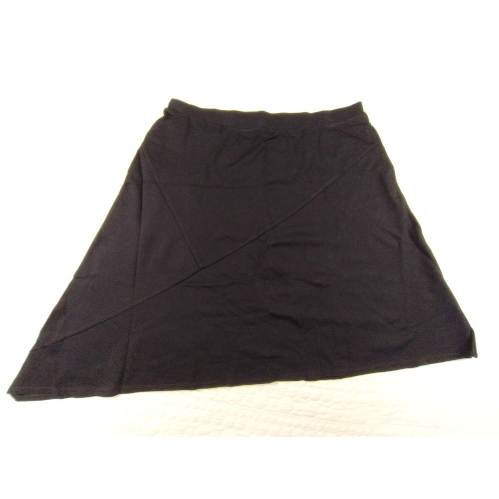 Elizabeth & Clarke‎ Midi Skirt Womens Large Black Stretch Asymmetrical Staintech